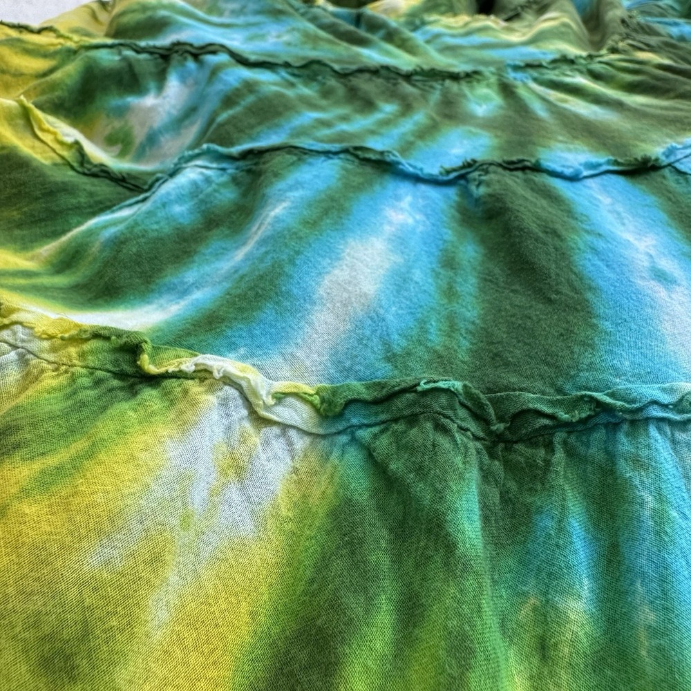 Vtg Tiered Maxi Skirt M Tie Dye Cotton Gauze Y2K Indie Boho Festival Hippie 90s - Picture 8 of 8